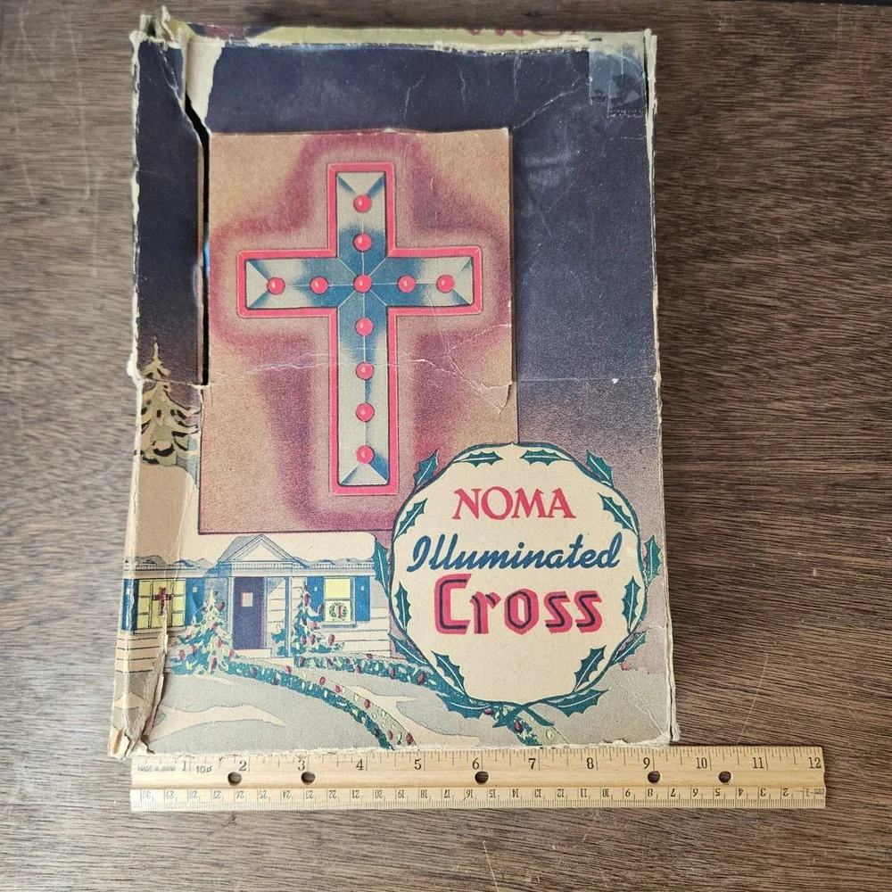 Vtg NOMA Illuminated Cross 1201 Electric Light Original Box Made in USA MCM Rare